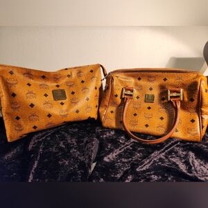 MCM Visetos Boston Bag & MCM Pouch Authentic